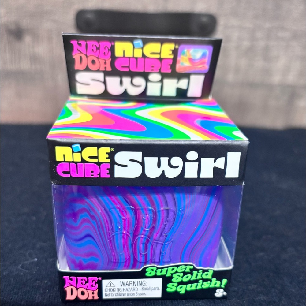 Nice Cube Swirl NeeDoh Super Solid Squish - Purple & Blue Swirl
